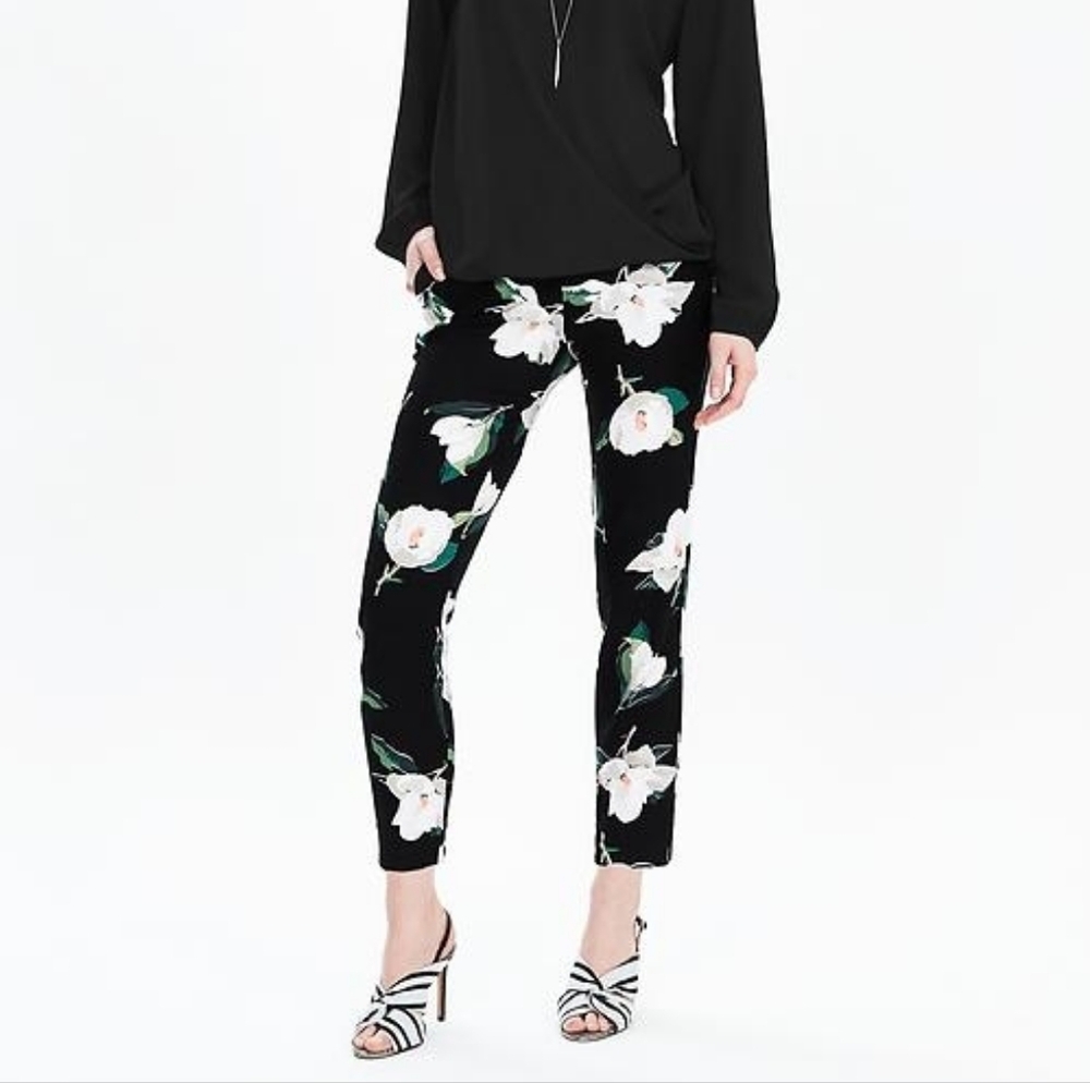 BANANA REPUBLIC Magnolia Print Straight Leg Cotton Pants | SZ 0